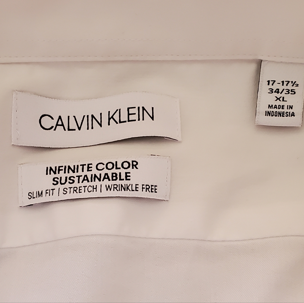 CK Calvin Klein White Tuxedo Shirt French Cuffs Bib Front Formal - Picture 2 of 11